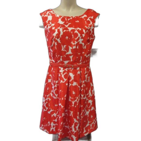 DANNY & NICOLE Fit & Flare Floral Sleeveless Mini Dress Size 8 Orange White NWT - Picture 1 of 12